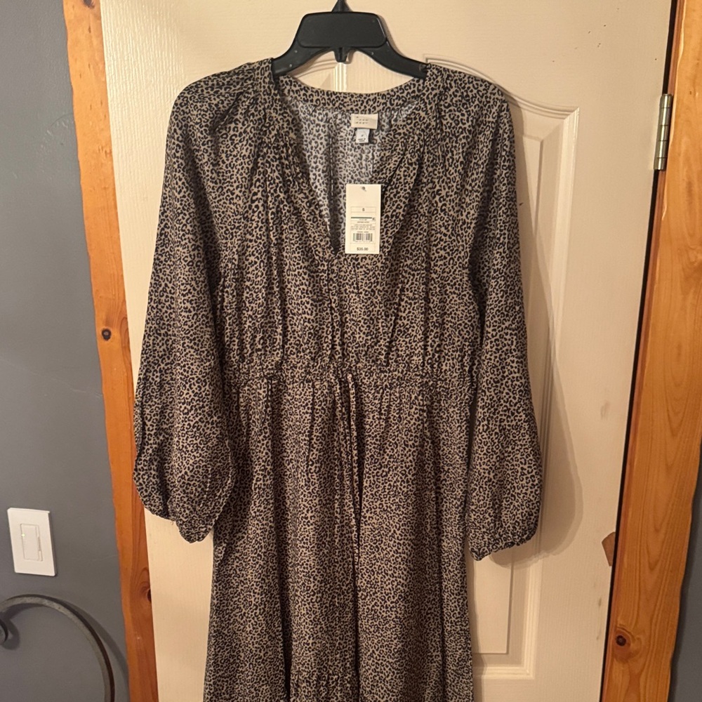 a new day Long Sleeve Animal Print Dress
